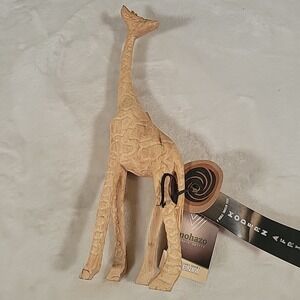 Modern Africa Hand Carved In Kenya Of Jacarando Wood Giraffe Sculpture 12" Tall